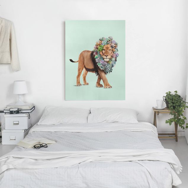 Canvas lion Lion With Succulents