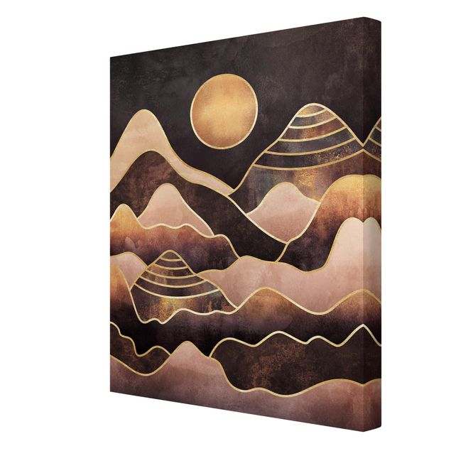 Art prints Golden Sun Abstract Mountains