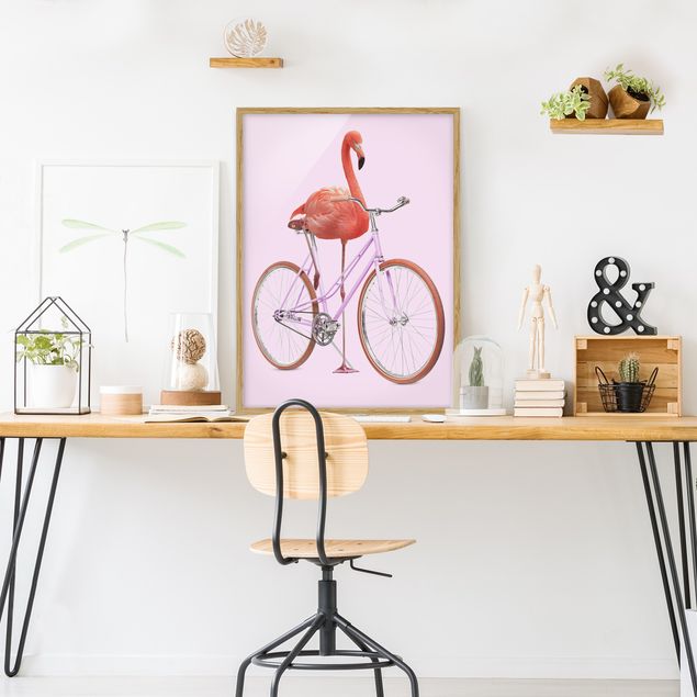 Animal canvas Flamingo With Bicycle