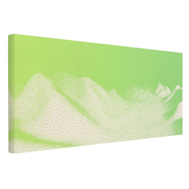 Green art prints Abstract Landscape Of Dots Mountain Range Of Meadows
