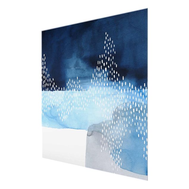 Navy blue wall art Abstract Waterfall