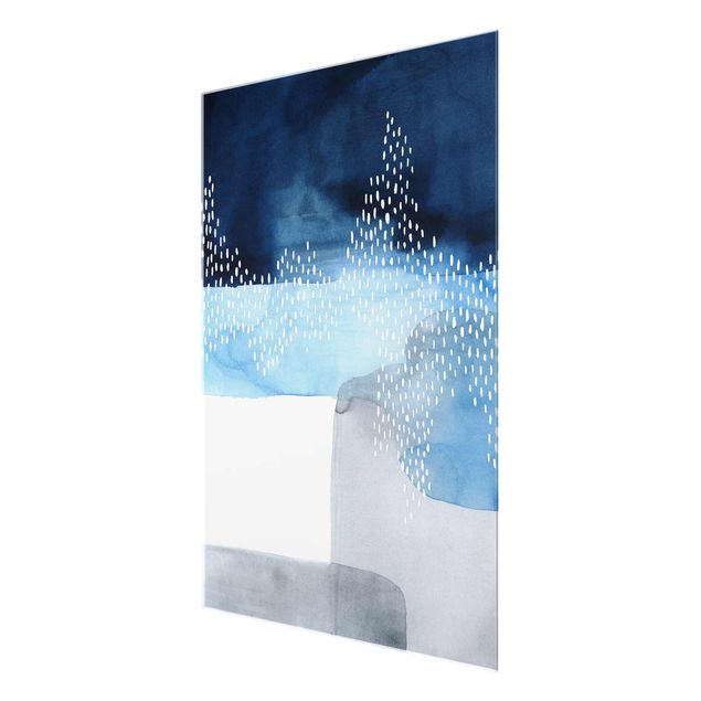 Navy blue wall art Abstract Waterfall