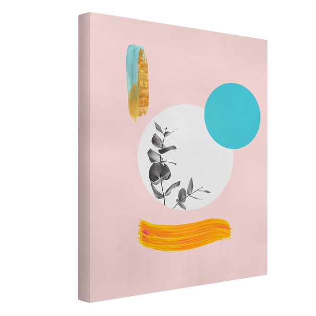Abstract canvas wall art Abstract Pastel With Leaves And Dots