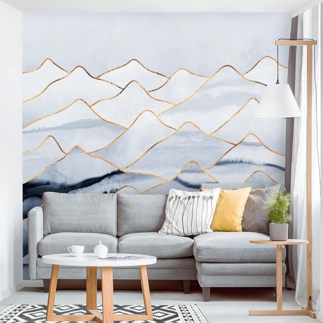 Wallpapers patterns Watercolour Mountains White Gold