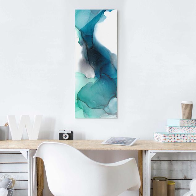 Modern art prints Drops Of Ocean Tourquoise With Gold