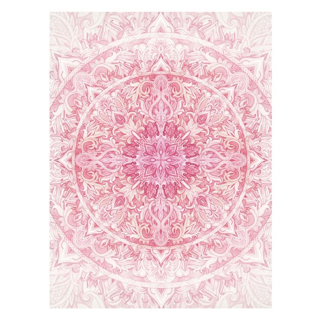 Pink wall art Mandala WaterColours Sun Ornament Light Pink