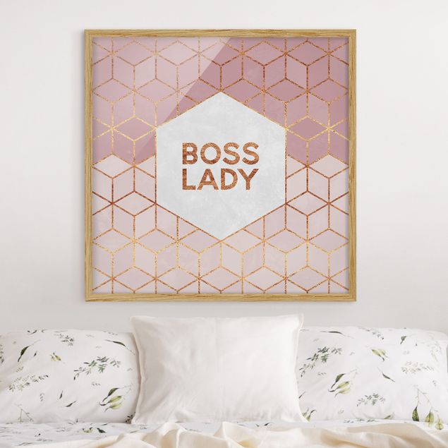 Art prints Boss Lady Hexagons Pink