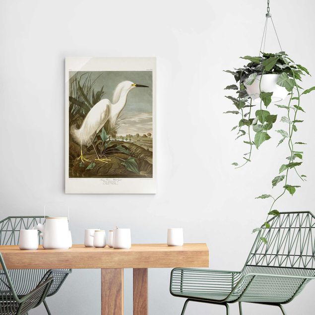 Prints landscape Vintage Board White Heron I