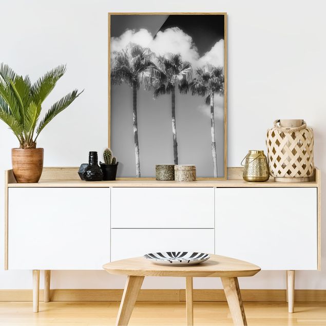 Canvas art Palm Trees Against The Sky Black And White