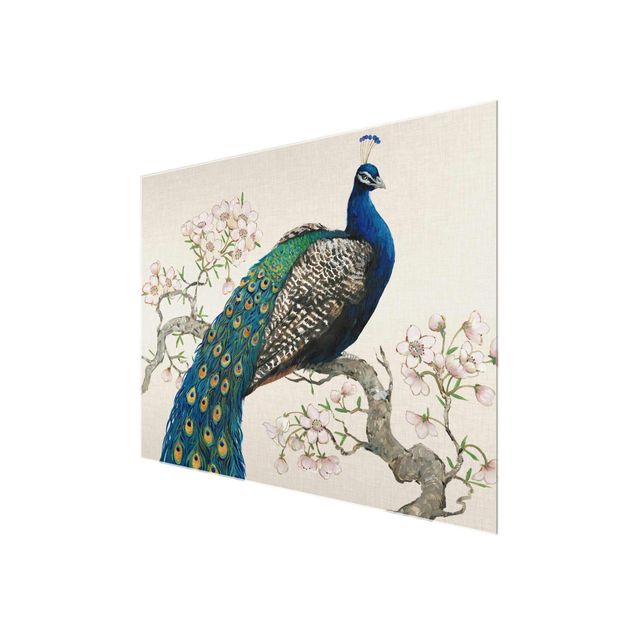 Prints floral Vintage Peacock With Cherry Blossoms