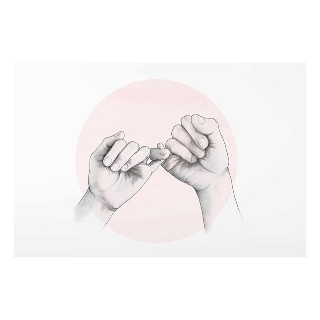 Love art print Illustration Hands Friendship Circle Pink White