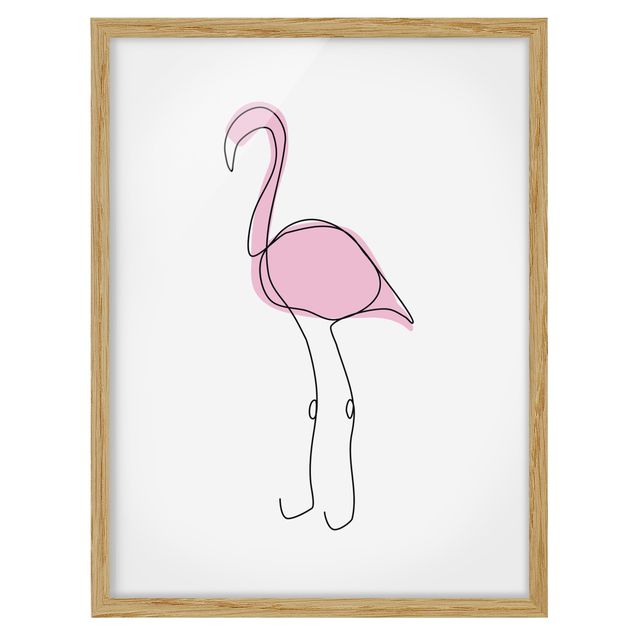 Animal framed pictures Flamingo Line Art