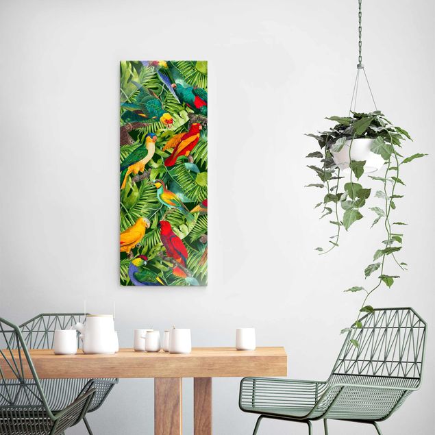 Jungle print Colourful Collage - Parrots In The Jungle