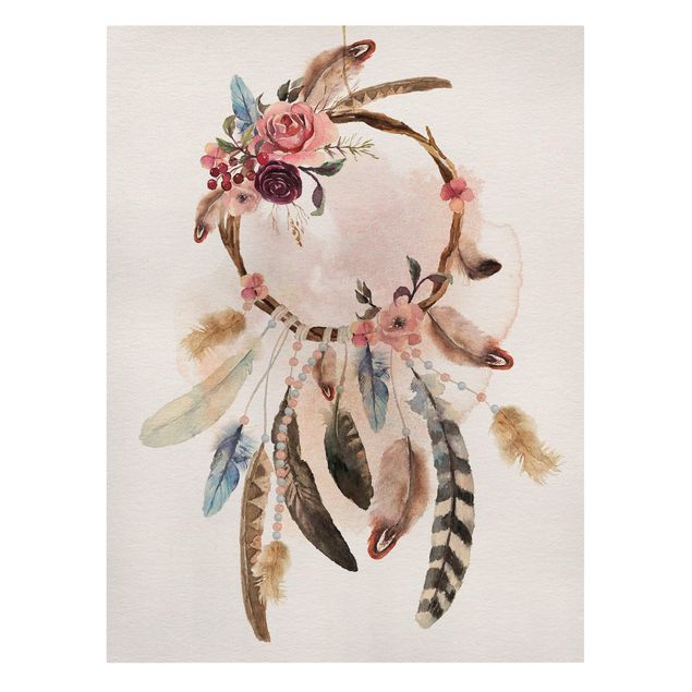 Feather poster Dream Catcher With Roses And Feathers