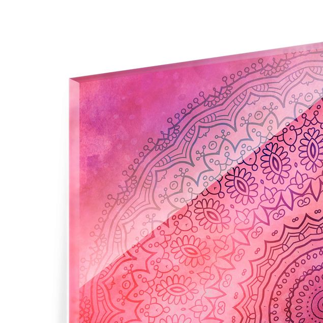 Glas Magnetboard Watercolour Mandala Light Pink Violet