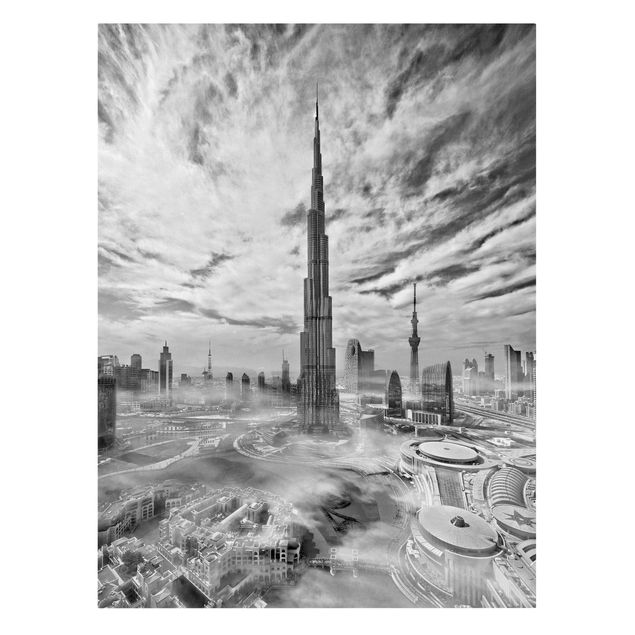Wall art black and white Dubai Super Skyline