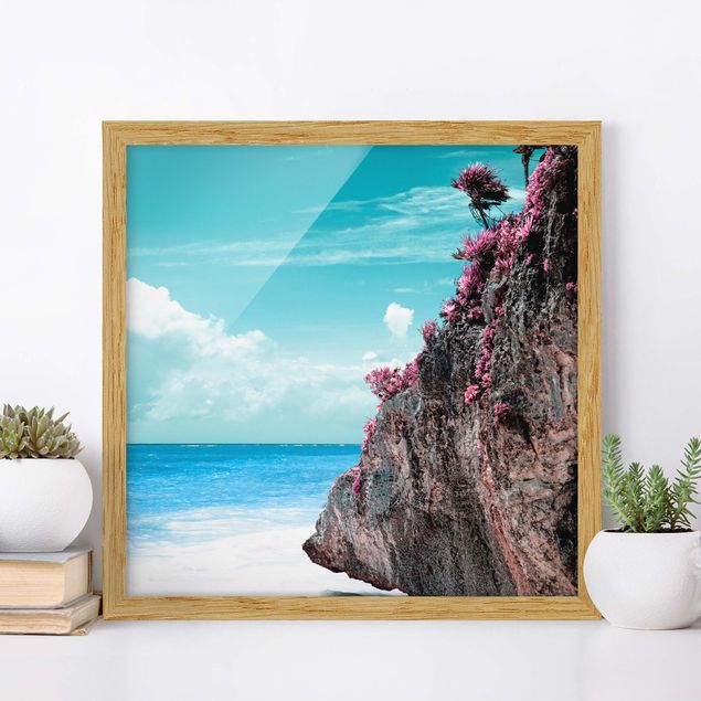 Framed beach prints Rock In Caribbean