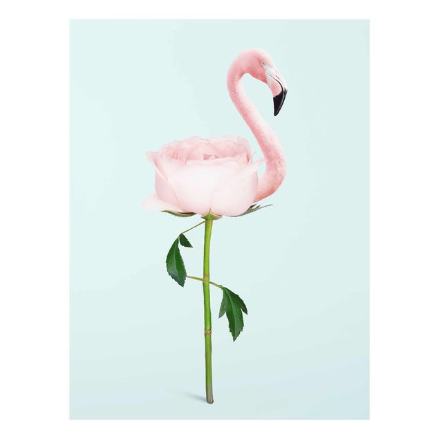 Floral canvas Flamingo With Rose