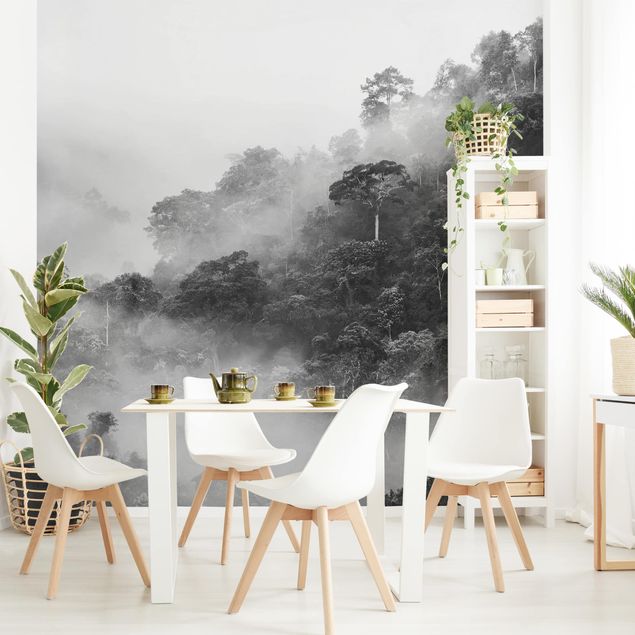 Modern wallpaper designs Jungle In The Fog Black And White