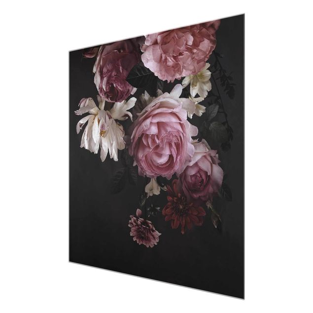Prints floral Pink Flowers On Black