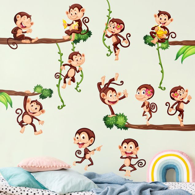 Jungle theme wall stickers Monkeys of the jungle