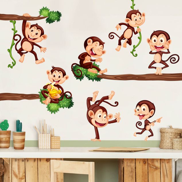 Jungle theme wall stickers Monkey family