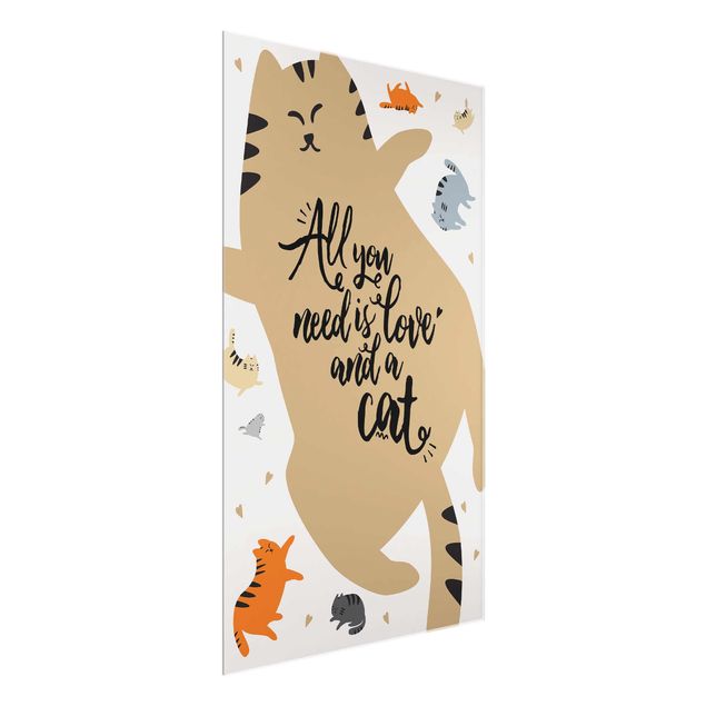 Glass prints pieces All You Need Is Love And A Cat Cat Belly