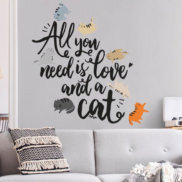 Wall stickers quotes All You Need Is Love And A Cat