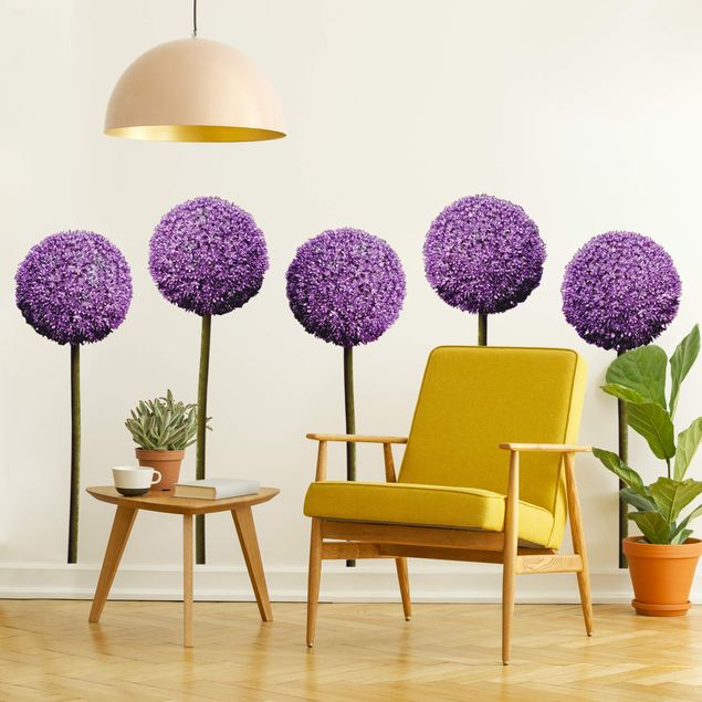 Leaf wall stickers Allium Ball Blossoms Set of 5