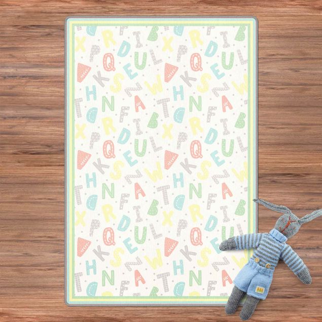 pastel area rug Alphabet In Pastel Colours With Frame