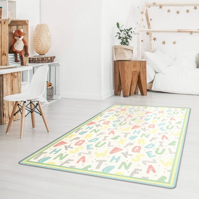 large floor mat Alphabet In Pastel Colours With Frame