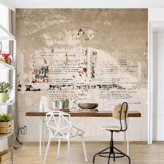 Kitchen Old Concrete Wall With Bertolt Brecht Verses