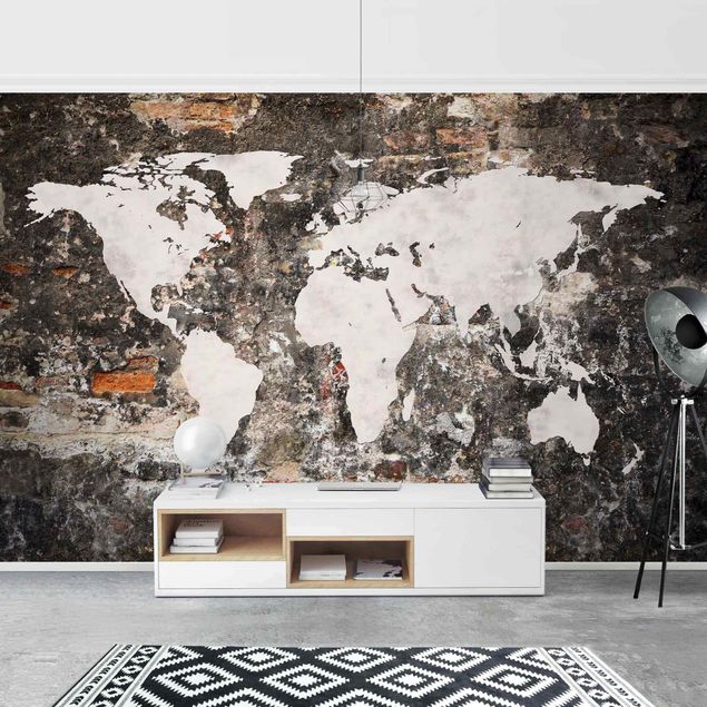 Aesthetic vintage wallpaper Old Wall World Map