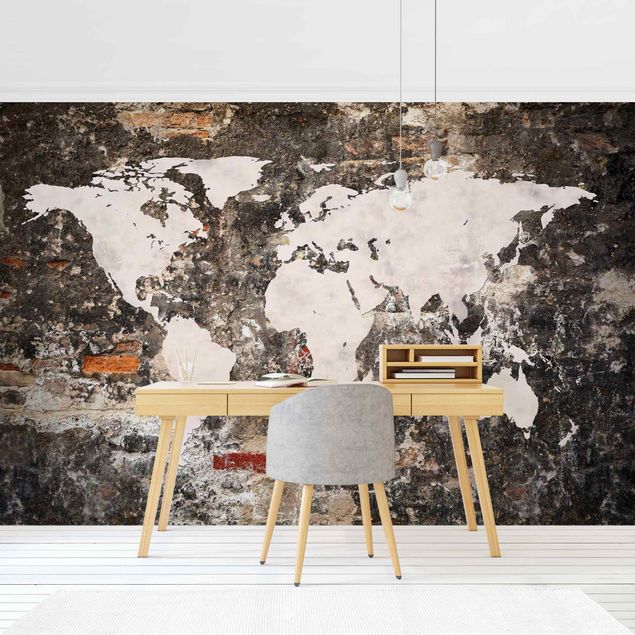 Modern wallpaper designs Old Wall World Map