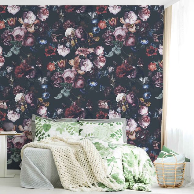Wallpapers flower Old Masters Flowers With Tulips And Roses On Dark Gray