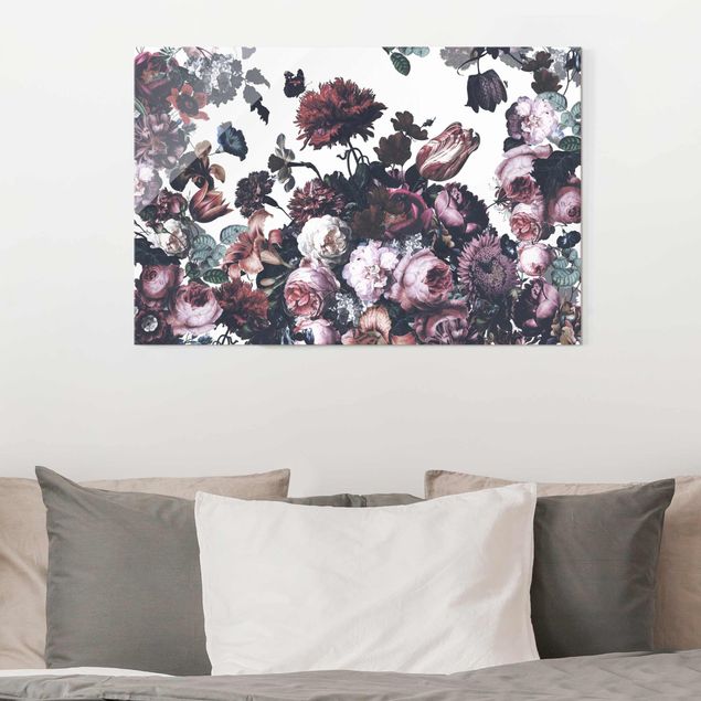 Glass prints rose Old Masters Flower Rush With Roses Bouquet