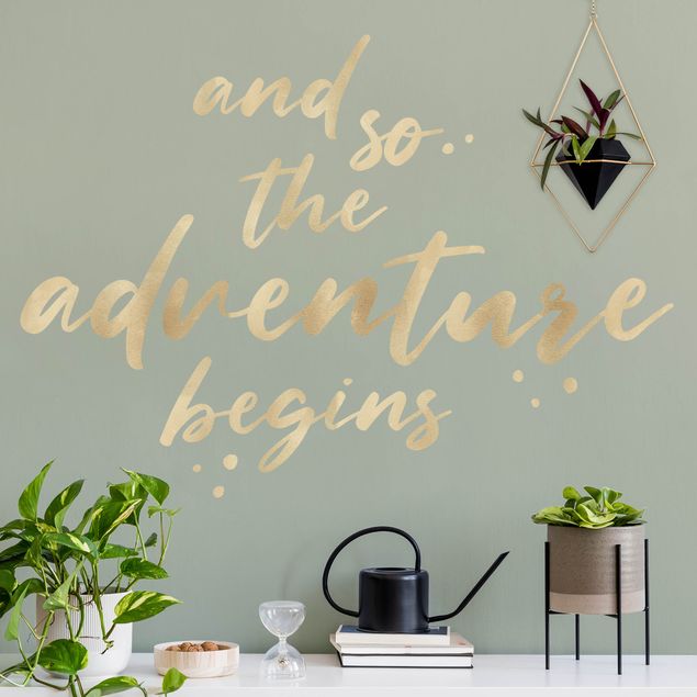 Wall decals quotes And so the adventure begins Gold