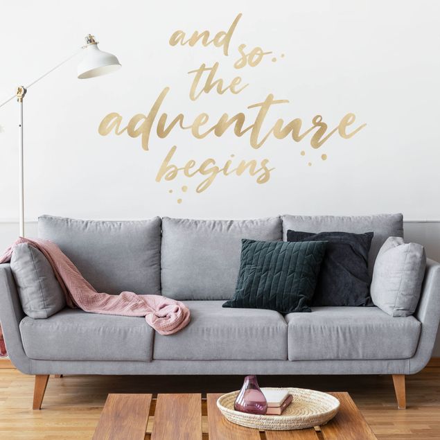 Wall decal And so the adventure begins Gold