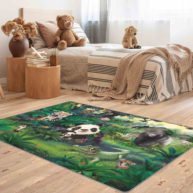 large multi coloured rugs Animal Club International - Jungle With Animals