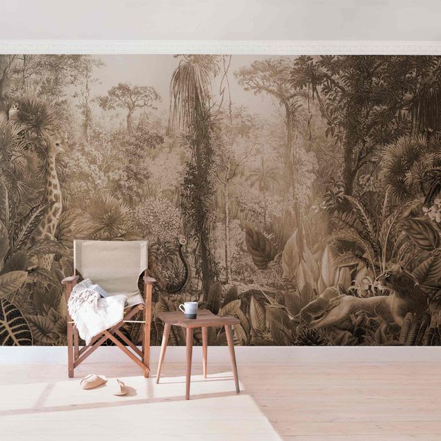 Wallpapers giraffe Antique Jungle Sepia