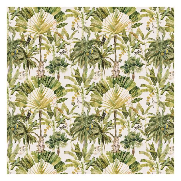 Wallpapers patterns Watercolour Banana Tree And Leopard Pattern