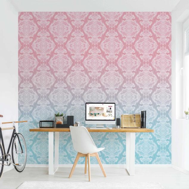 Wallpapers patterns Watercolour Baroque Pattern With Blue Pink Gradient