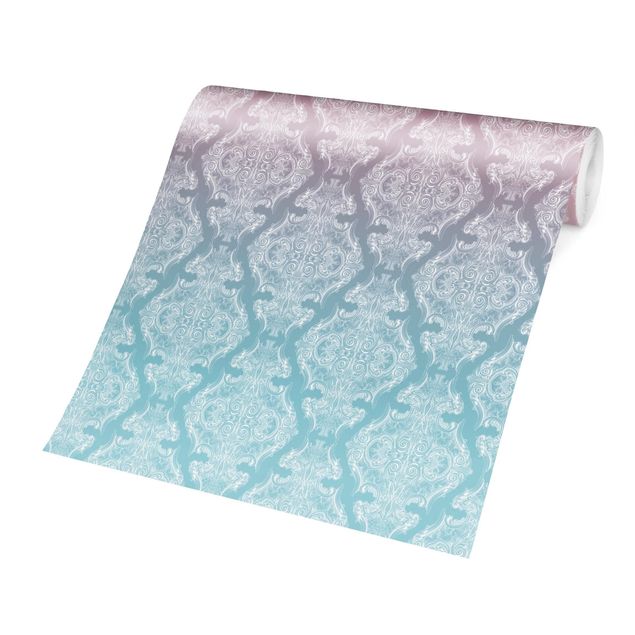 Wallpapers pink Watercolour Baroque Pattern With Blue Pink Gradient