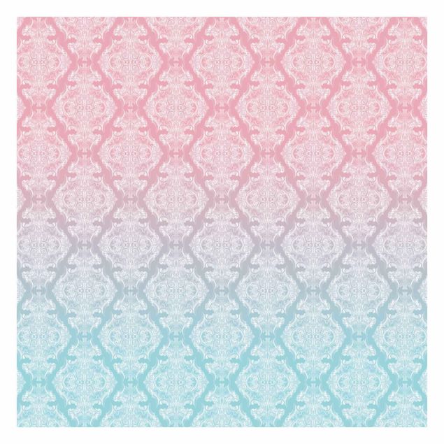 Self adhesive wallpapers Watercolour Baroque Pattern With Blue Pink Gradient