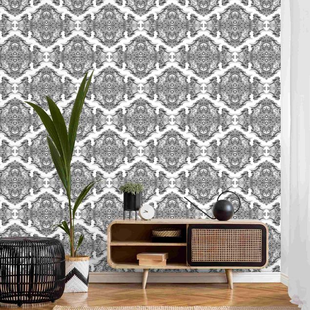 Wallpapers patterns Watercolour Baroque Pattern With Ornaments In Gray