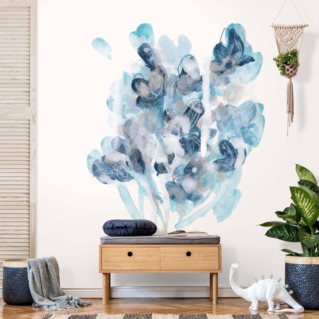 Blue aesthetic wallpaper Watercolour Bouquet With Blue Shades