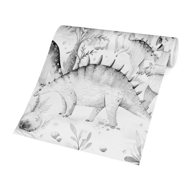 Self adhesive wallpapers Watercolour World Of Dinosaurs Black And White
