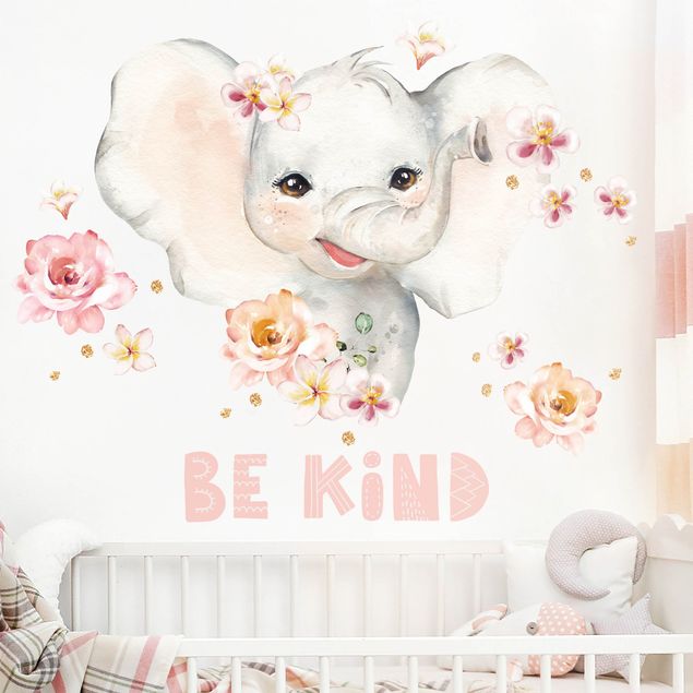 Kids room decor Watercolor Elephant - Be child