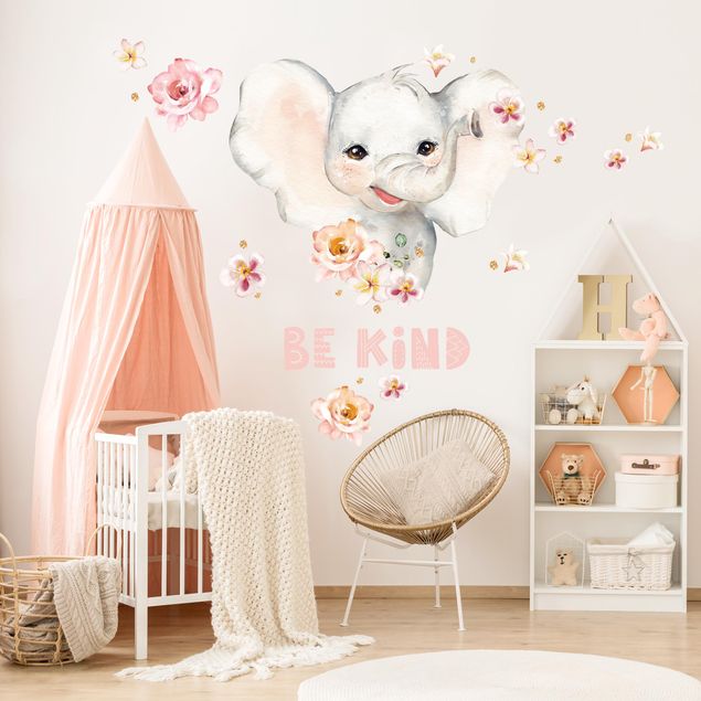 Inspirational quotes wall stickers Watercolor Elephant - Be child