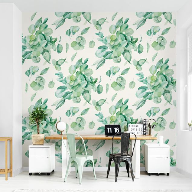 Wallpapers modern Watercolour Eucalyptus Bouquet Pattern